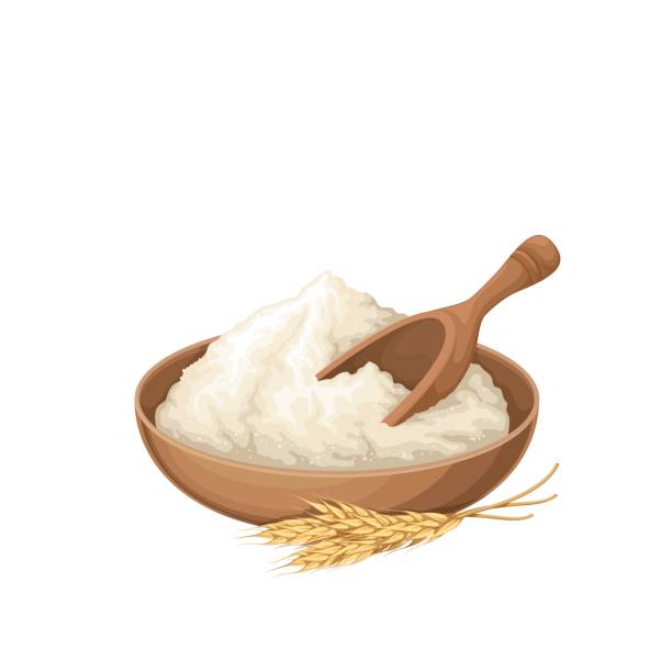 Wheat Flour in Bowl vector art illustration