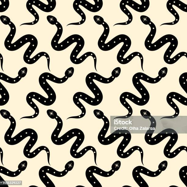 Snake Like Line Pattern Vector Seamless Patterns With Black Snakes Repeated Glyph Snakes On ...