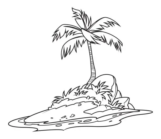 Vector illustration of Black And White island