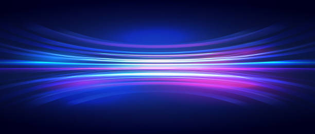 抽象的な青とバイオレットのモーションスピードライン - glowing curve shiny backgrounds点のイラスト素材／クリップアート素材／マンガ素材／アイコン素材