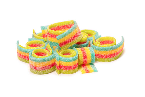 istock Colorful gummy candies. Isolated on a white background. 1455336105