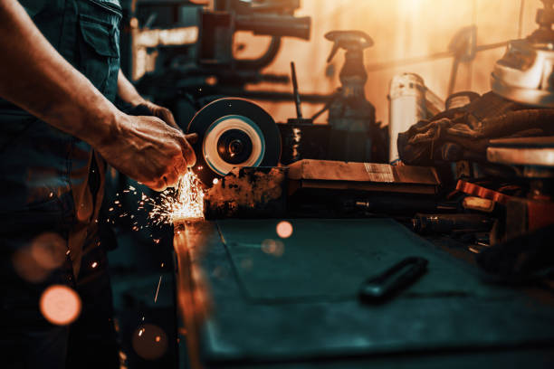 istock Metal industry worker at factory 1455336694