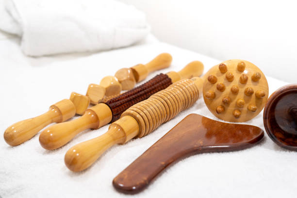 istock Maderotherapy. Tools for anti-cellulite treatment to stimulate the lymphatic system and improve circulation. 1455338335