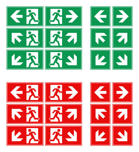 beenden sie den zeichenvektorsatz. stock-illustration. isoliert - ausgangsschild stock-grafiken, -clipart, -cartoons und -symbole