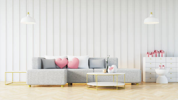 istock Valentine modern interior, pink red magenta color room - 3D rendering 1455341837