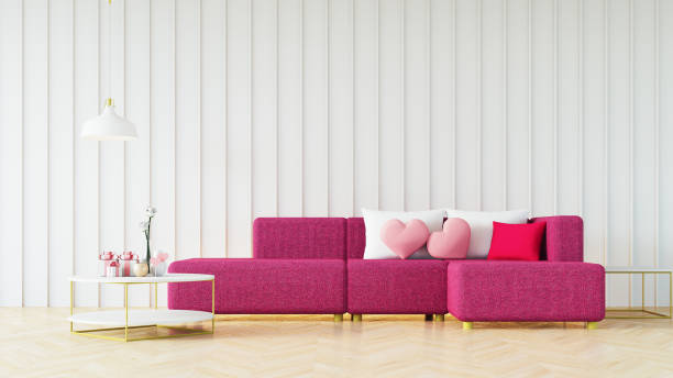 istock Valentine modern interior, pink red magenta color room - 3D rendering 1455341838