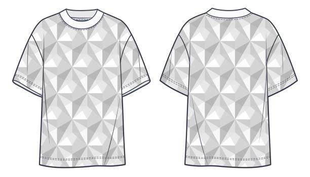 Tee Shirt fashion design. T-Shirt  fashion flat tehnical drawing template, front and back view, gray color, women, men, unisex CAD mockup. Tee Shirt fashion design. T-Shirt  fashion flat tehnical drawing template, front and back view, gray color, women, men, unisex CAD mockup. tehnical stock illustrations