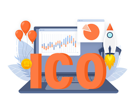 Process Break Ico Initial Coin Offering Ico Token Production Process Vector Illustration ...