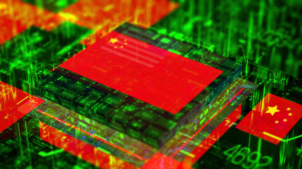 istock Processor Unit, Chip War. The Chip Crisis, The World's Big Problem. China Flag. 1455345861