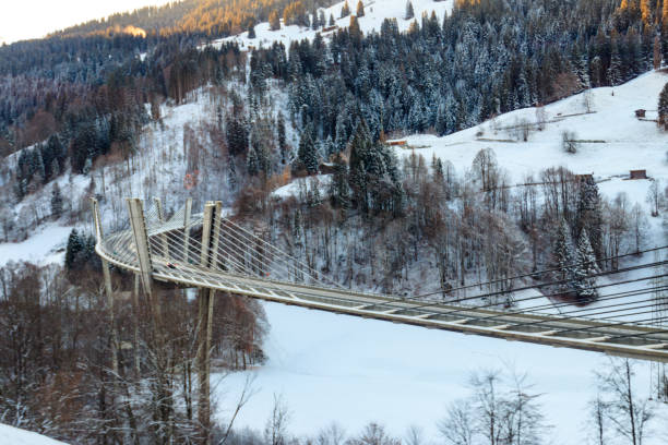 most obwodnicy sunniberg (sunnibergbrücke) nad rzeką landquart w kantonie gryzonia koło klosters w szwajcarii - travel destinations davos river nature zdjęcia i obrazy z banku zdjęć