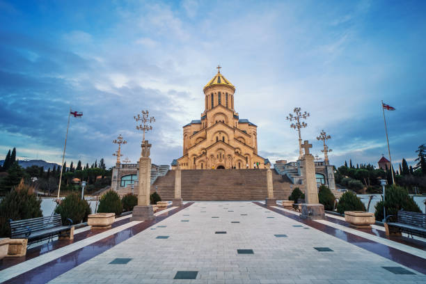 Sameba or Holy Trinity Cathedral in Tbilisi, Beautiful Georgian orthodox church stock photo