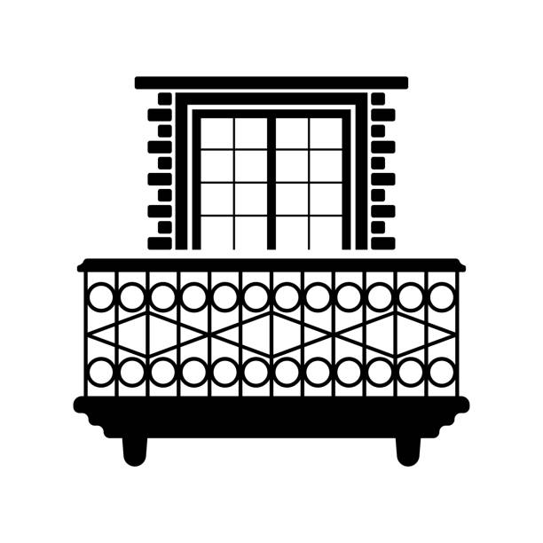 40+ Balcony Railing Designs Silhouettes Stock Illustrations, Royalty