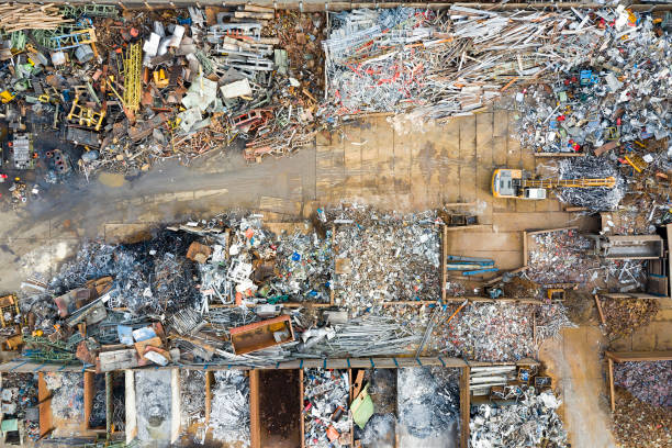 istock Metal Waste in Recycling Site, Aerial View 1455357889