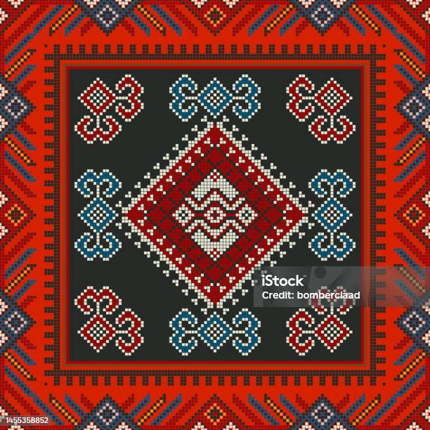 Kilim Red Pattern Vector Graphics Kilim Pattern 87 Stock Illustration - Download Image Now - Antique, Art ...