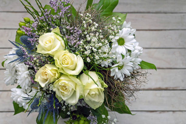 istock Flower Arrangement with white Roses 1455362869