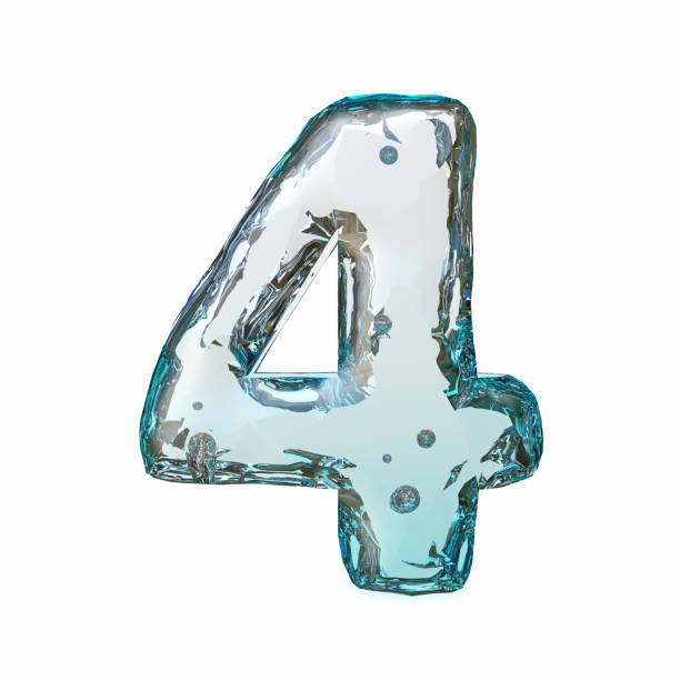 istock Blue ice font Number 4 FOUR 3D 1455364197