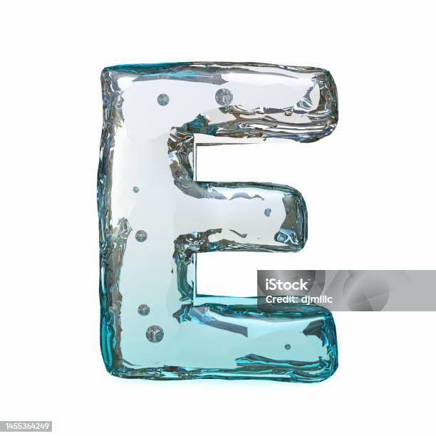 Blue Ice Font Letter E 3d Stock Photo - Download Image Now - Letter E, Ice, No People