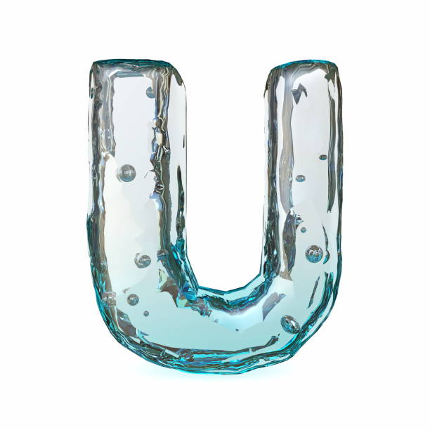 istock Blue ice font Letter U 3D 1455364343