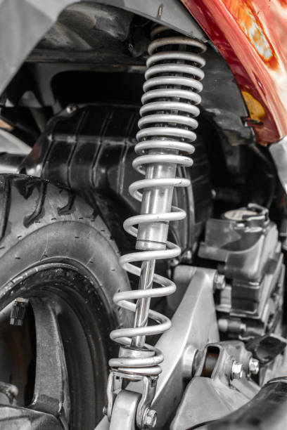 istock Close Up of Motorcycle Shock Absorber and Spring 1455371757
