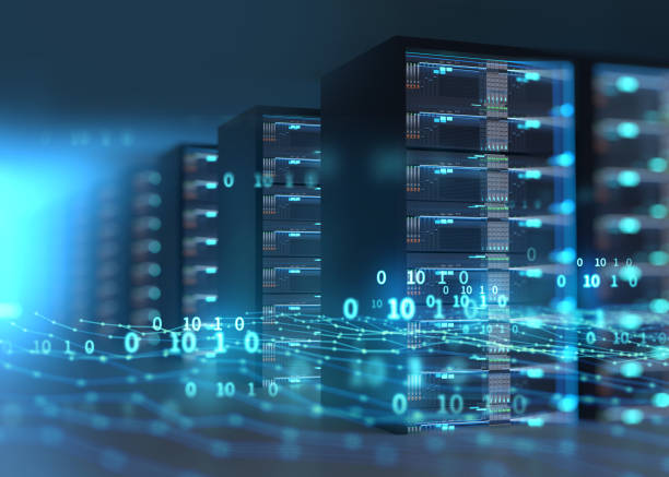 istock Corridor of  server room with server racks in datacenter. 3d illustration 1455375275
