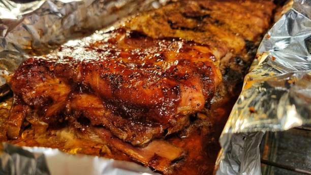 istock Grilled Pork rips in the over. Close up 1455375948