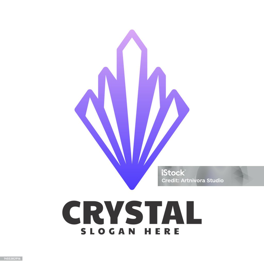 Crystal Line Vector Vector Illustration Crystal Line Art Gradient Style Stock Illustration ...