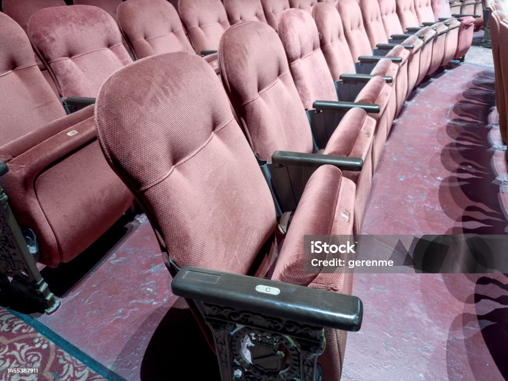 Movie theather Comfortable movie theater seats Backgrounds Stock Photo