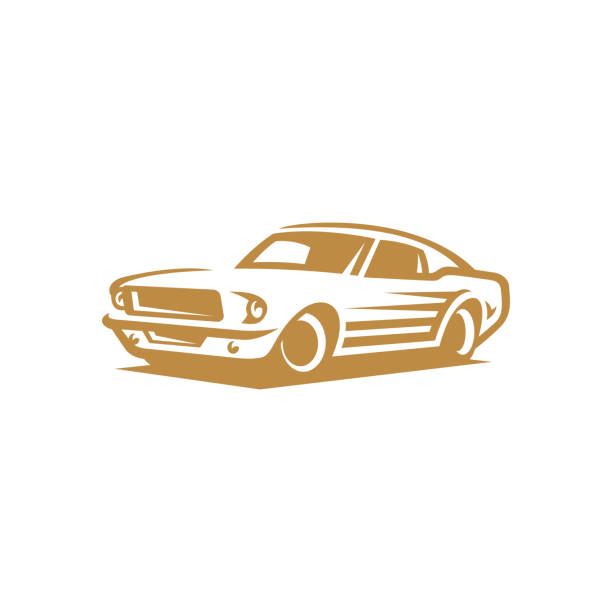 ilustrações de stock, clip art, desenhos animados e ícones de classic muscle car line art. vintage retro vehicle vector illustration - muscle car illustrations