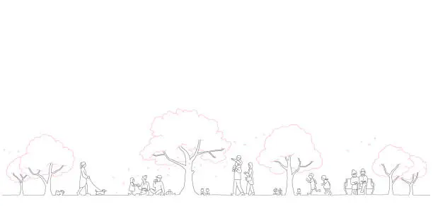 Vector illustration of Background material by people watching cherry blossoms in the park