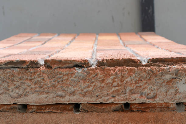 Close up to foam brick board, the element for cover and install with polyurethane glue on the wall