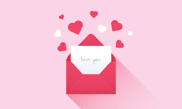 Vector illustration of Envelope and heart shape. Love Letter. Valentine's day