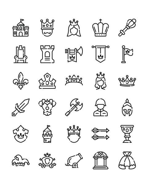 Kingdom  Icon Set 30 isolated on white background Kingdom  Icon Set 30 isolated on white background sceptre stock illustrations