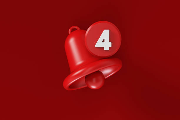 istock Red Notification Bell And Number 4 On Red Background 1455407893