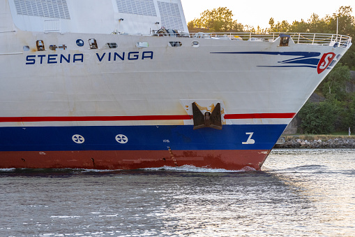 Gothenburg, Sweden - July 11 2022: Roro ferry Stena Vinga arriving port of Gothenburg.
