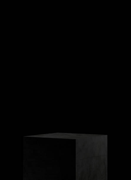 istock 3D Black geometric stage podium. Dark background. 1455409018