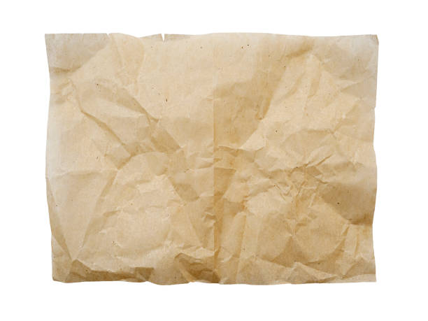 istock Square piece of crumpled folded parchment paper isolated on white, clipping path 1455409049