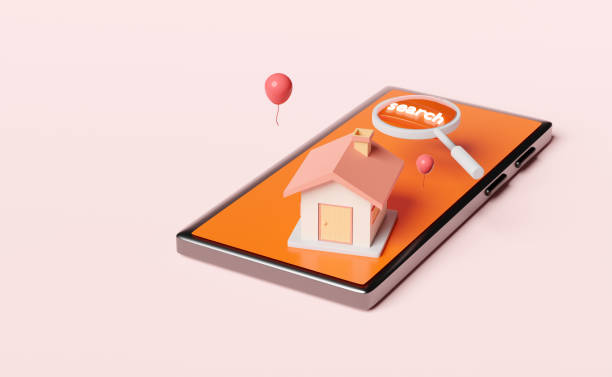 istock orange mobile phone or smartphone with home,magnifying,balloon isolated on pink background.online shopping,search data concept,3d illustration or 3d render 1455410192