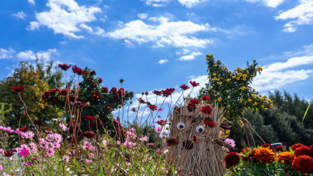 Scarecrow decoration can give a Junina party or Halloween, a more traditional vibe. This one is very colorful.