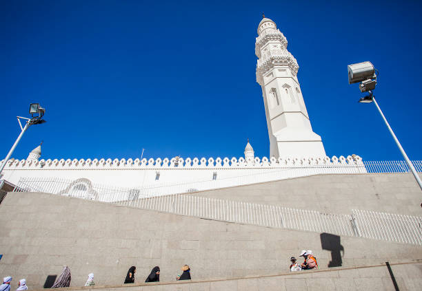 Quba / Kuba Mosque, the first mosque that built by Prophet Muhammad in Medina, Saudi Arabia. Pilgrims during hajj and umra visit this mosque.