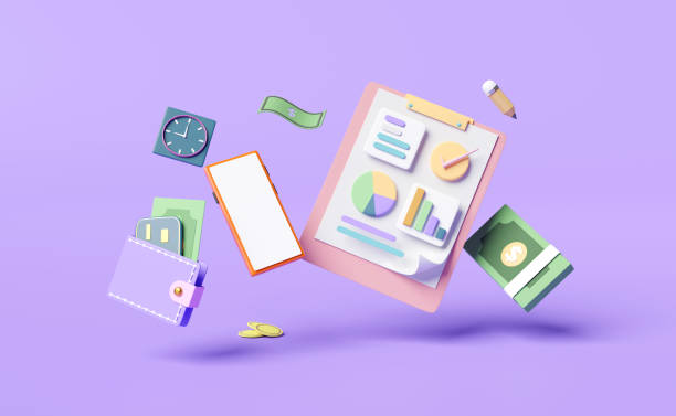 istock charts,graph with analysis business financial data,white clipboard checklist,smartphone,wallet,credit card,banknote isolated on purple background,business strategy concept,3d illustration or 3d render 1455411871