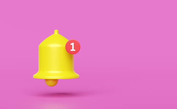istock icon yellow notification bell and new notification isolated on pink background,concept 3d illustration or 3d render 1455412041