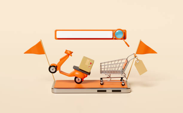 mobile phone,smartphone with search bar,magnifying,shopping cart,flag,price tags,scooter isolated on beige background.search engine,web browsing,online shopping concept,3d illustration or 3d render teléfono móvil, teléfono inteligente con barra de búsqueda, aumento, carrito de compras, bandera, etiquetas de precio, scooter aislado en beige background.search engine, navegación web, concepto de compra en línea, ilustración 3d o renderizado 3d