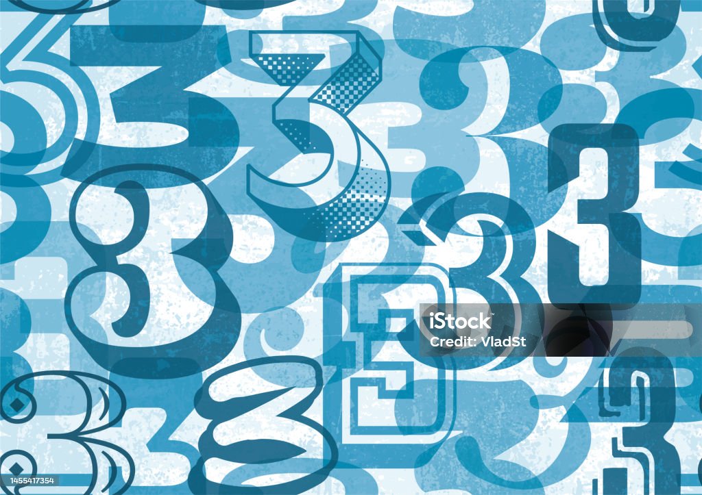 Three Number Features Number Three Seamless Pattern Numerical Typography Background Stock ...