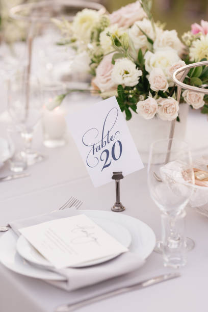 istock Number on a table in restaurant. Festive banquet. 1455418286