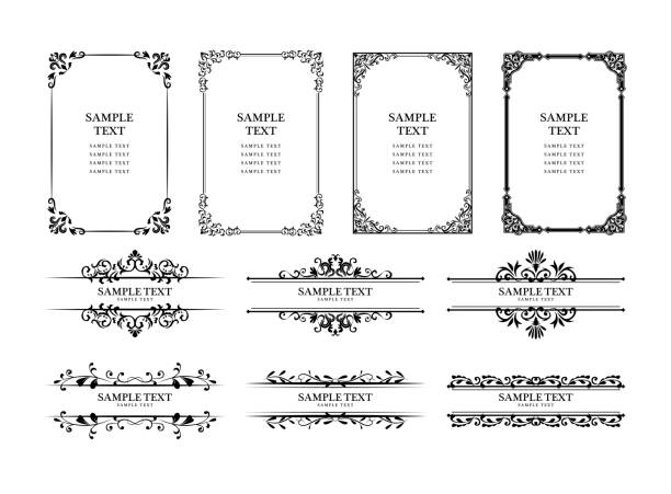 ilustrações, clipart, desenhos animados e ícones de moldura decorativa antiga clássica - decoração