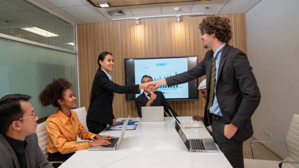 istock Multiracial business people having meeting and brainstorming discussed about work 1455419456