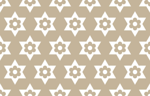 Jewish star with flower inside seamless pattern vector illustration Jewish star with flower inside seamless pattern vector illustration magen david adom stock illustrations