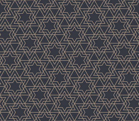 Abstract seamless pattern with Jewish stars and triangles in thin line style vector illustration