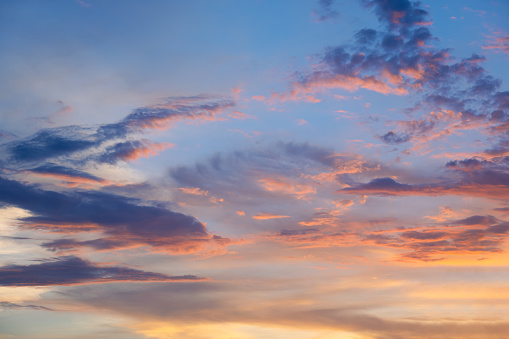 Beautiful sunset sky with clouds nature background