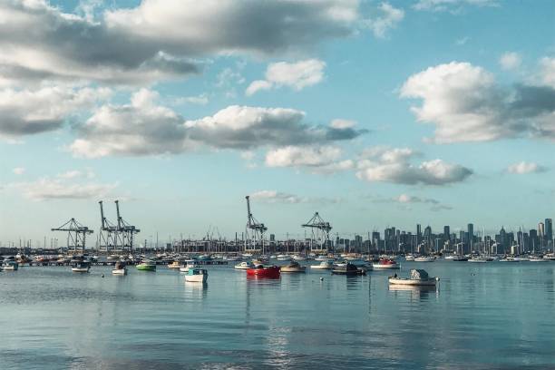 istock Sunset over yachts in Williamstown, Victoria, Australia 1455421503